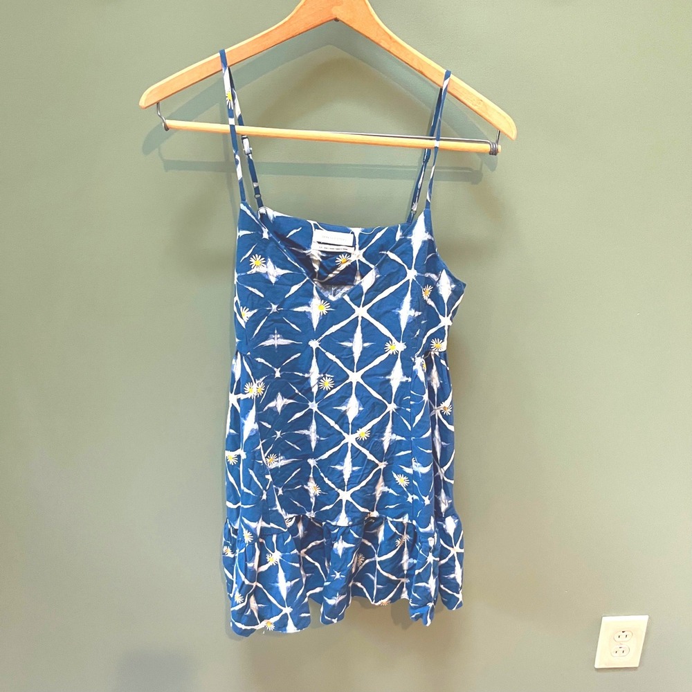 Urban Outfitters Blue Daisy Tie Dye Spaghetti Strap Mini Dress S
